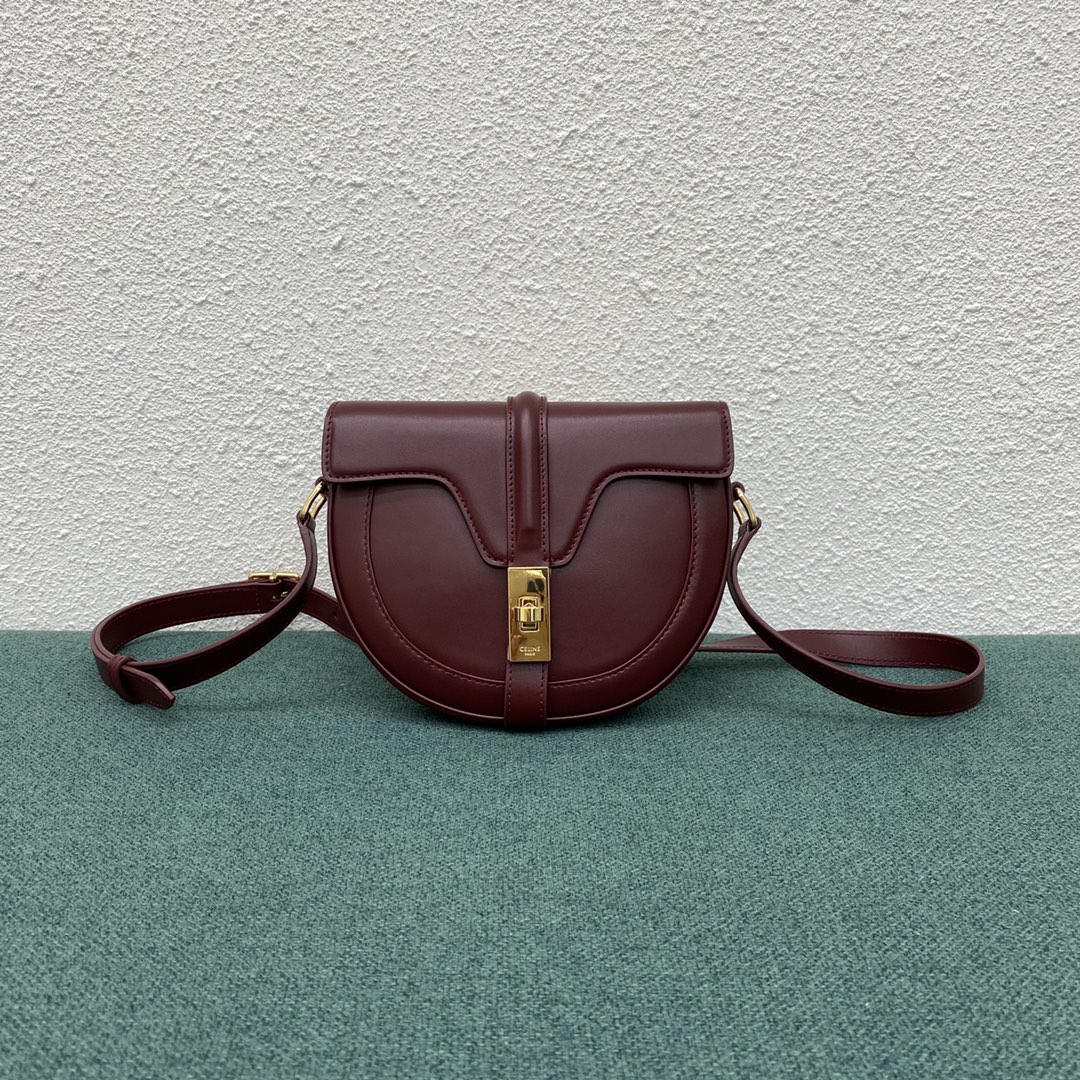 Celine Besace 16 Satinated Calfskin Shoulder Bag Wine Red 188013